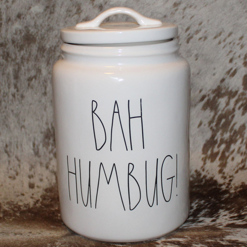 Rae Dunn BAH HUMBUG White Extra Large Canister with Flat Lid
