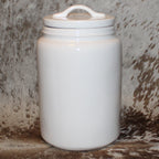Rae Dunn BAH HUMBUG White Extra Large Canister with Flat Lid