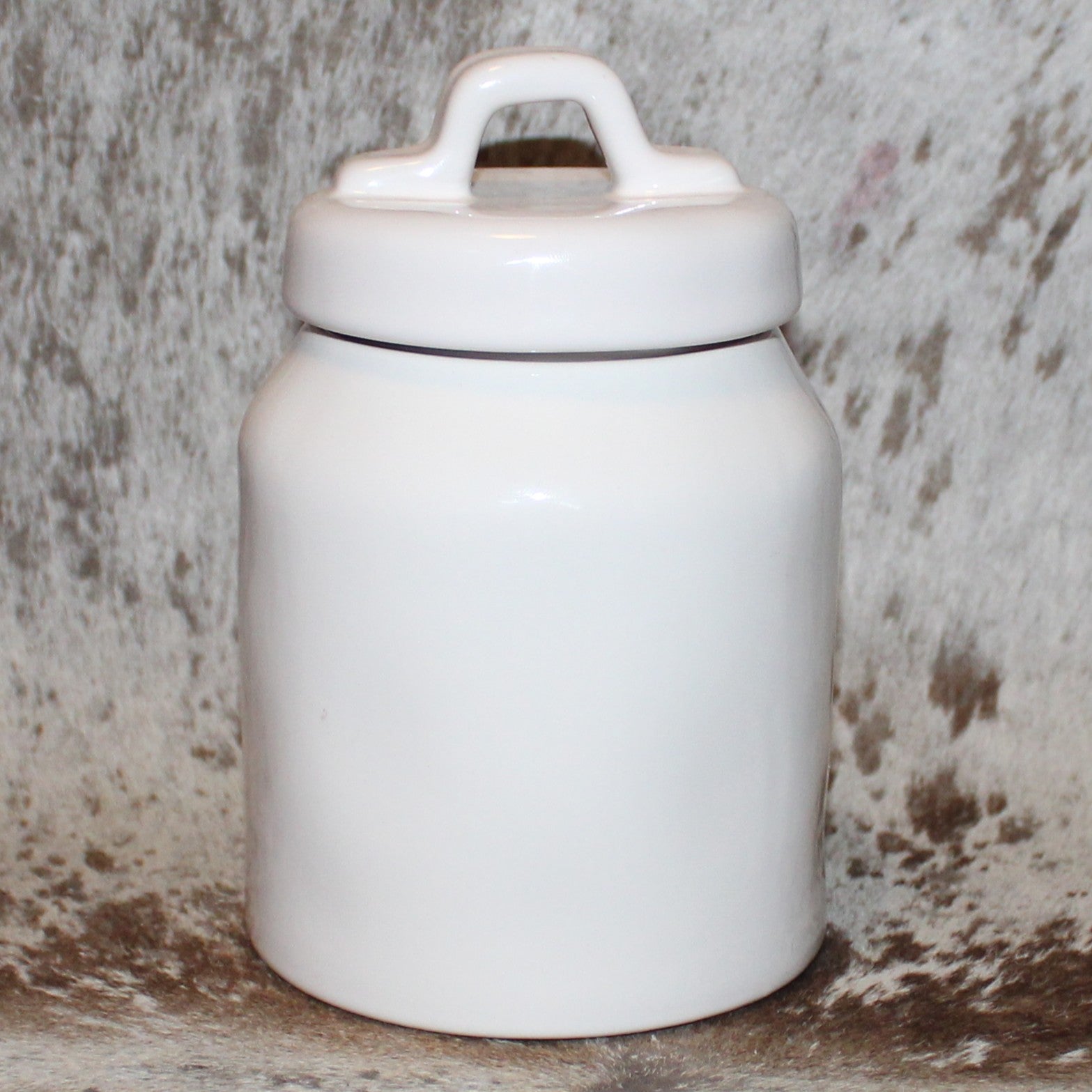 BELIEVE White Baby Canister with Santa Hat