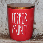Rae Dunn PEPPER MINT Red Baby Cellar with Wood Lid