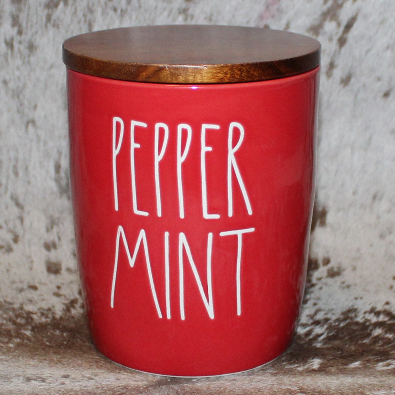 Rae Dunn PEPPER MINT Red Baby Cellar with Wood Lid