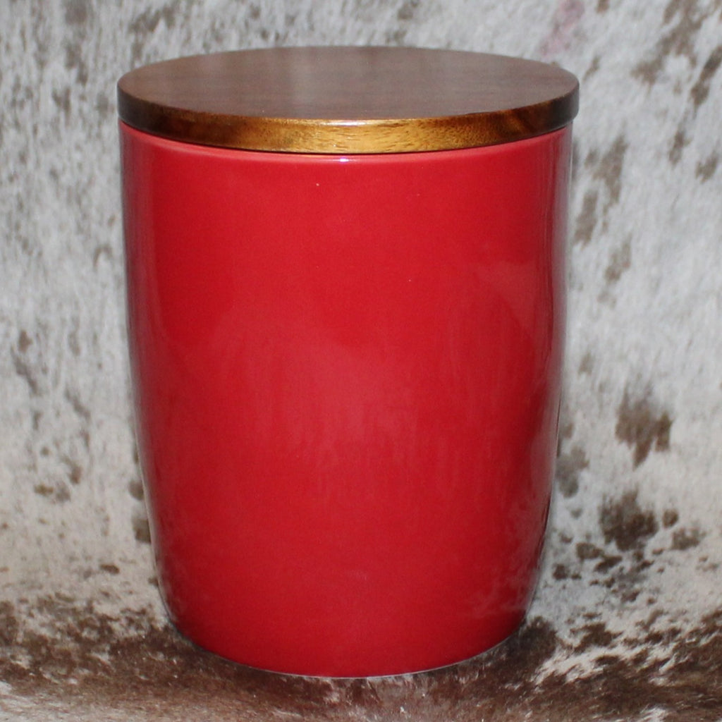Rae Dunn PEPPER MINT Red Baby Cellar with Wood Lid