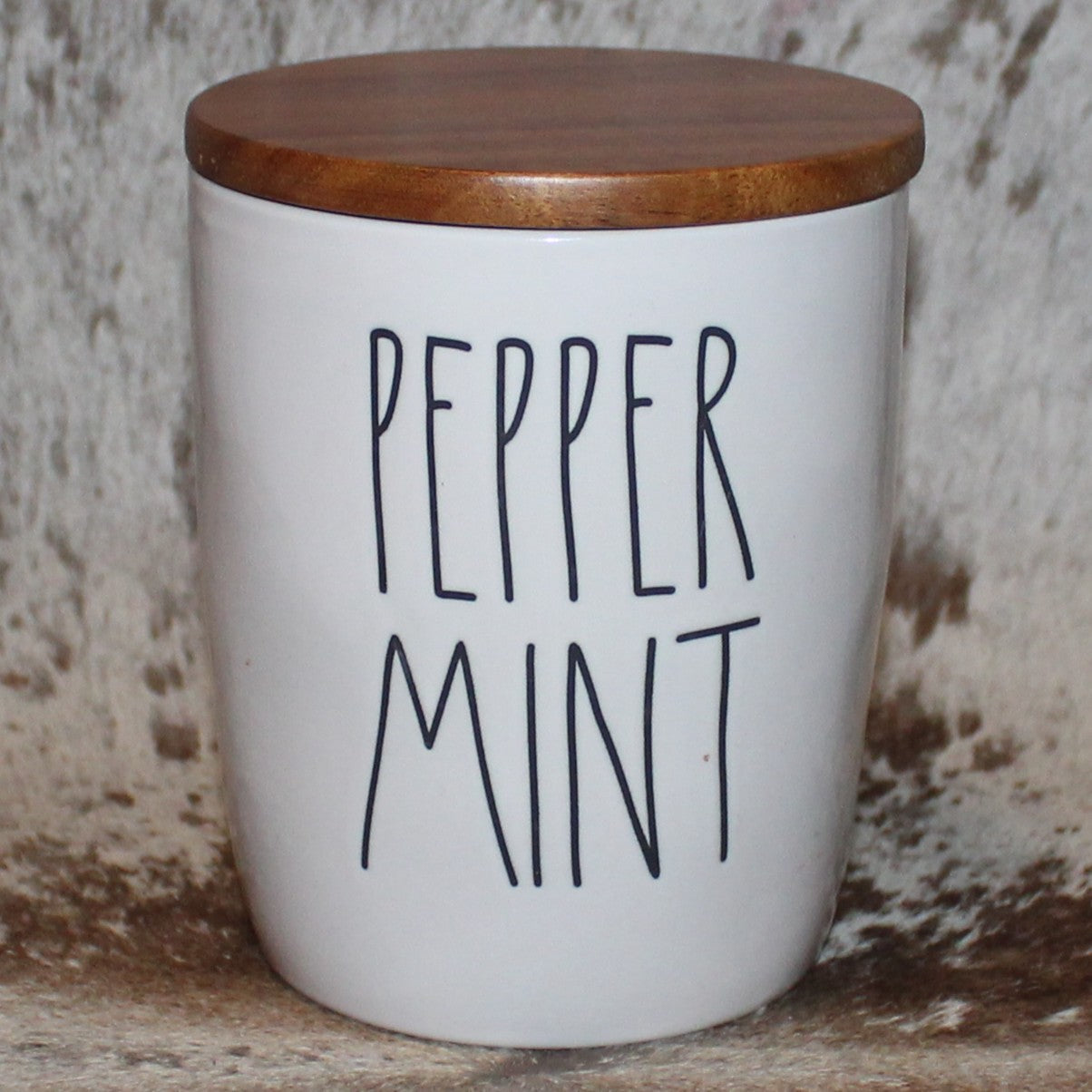 Rae Dunn PEPPER MINT White Baby Cellar with Wood Lid