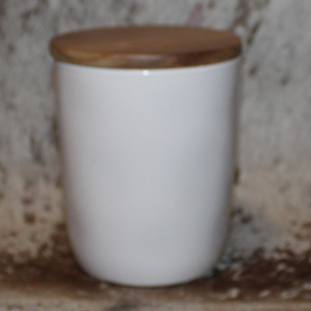 Rae Dunn PEPPER MINT White Baby Cellar with Wood Lid