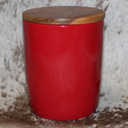 Rae Dunn REINDEER SNACKS Red Baby Cellar with Wood Lid