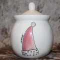 Rae Dunn MISPRINT - merry with a Santa Hat Sugar Bowl with Lid