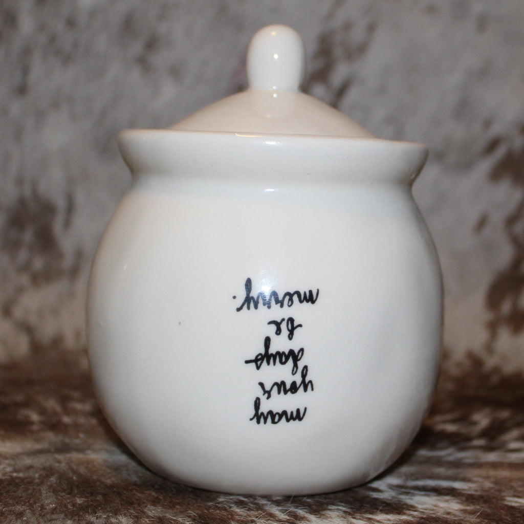 Rae Dunn MISPRINT - merry with a Santa Hat Sugar Bowl with Lid