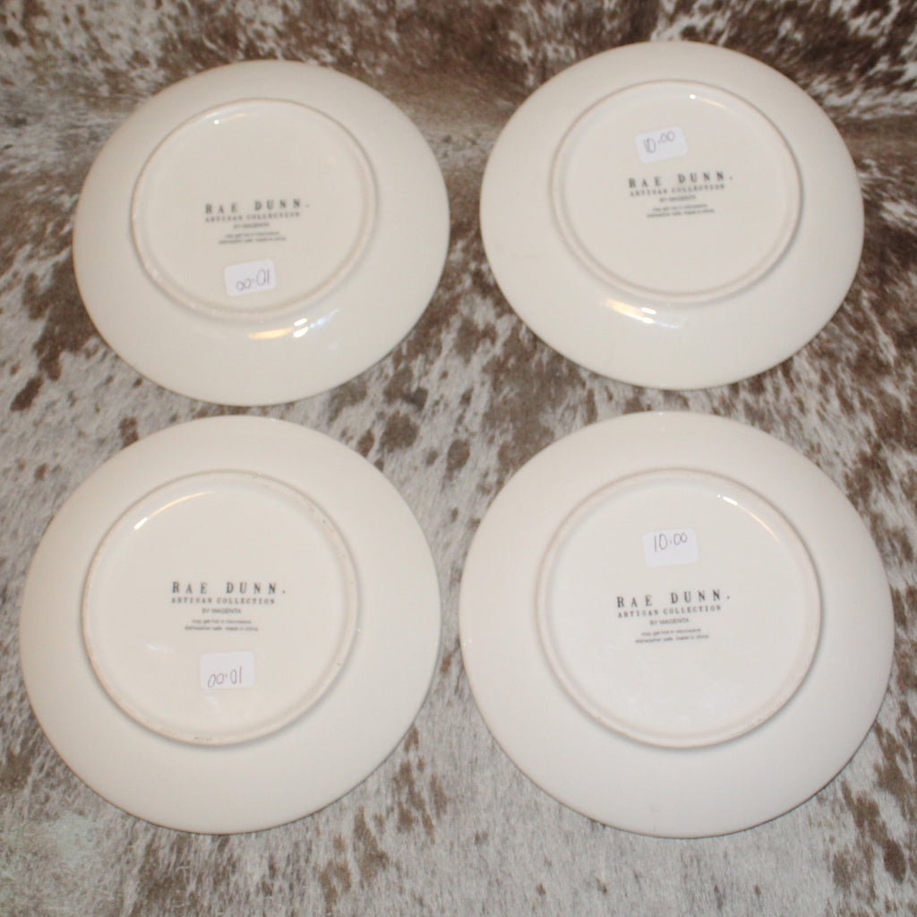 Rae Dunn Give Believe Noel Wish Set of 4 Small Christmas Plates with Designs