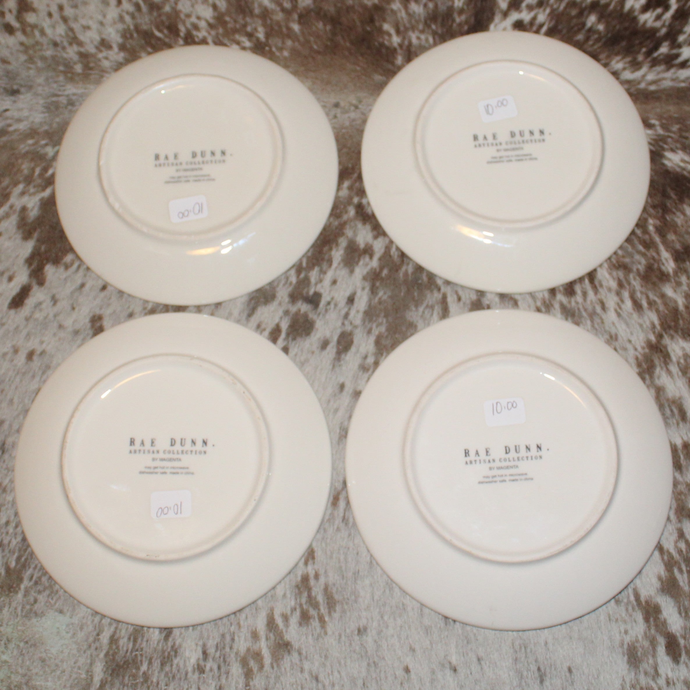 Rae Dunn Give Believe Noel Wish Set of 4 Small Christmas Plates with Designs