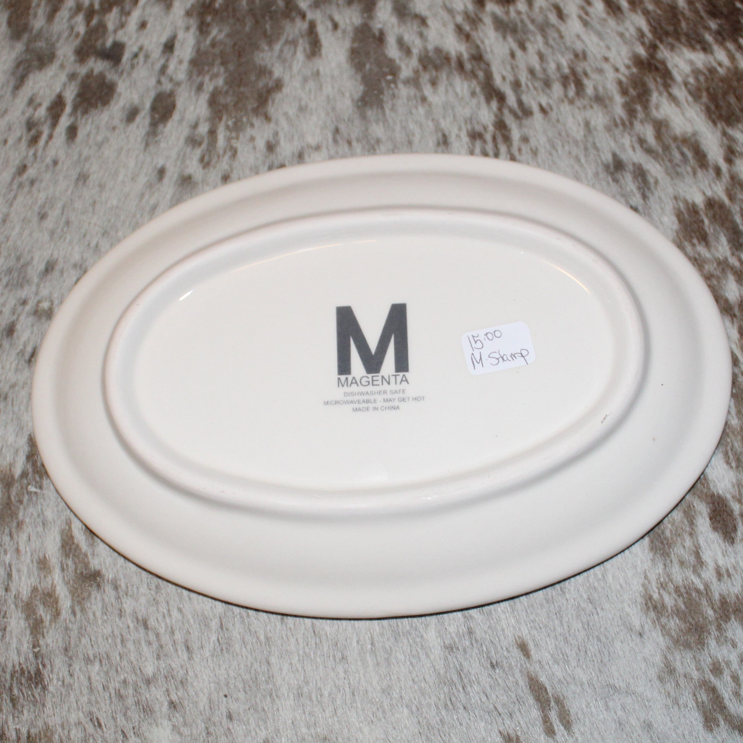 Rae Dunn merry christmas Elf Feet M Stamp Oval Plate Plate