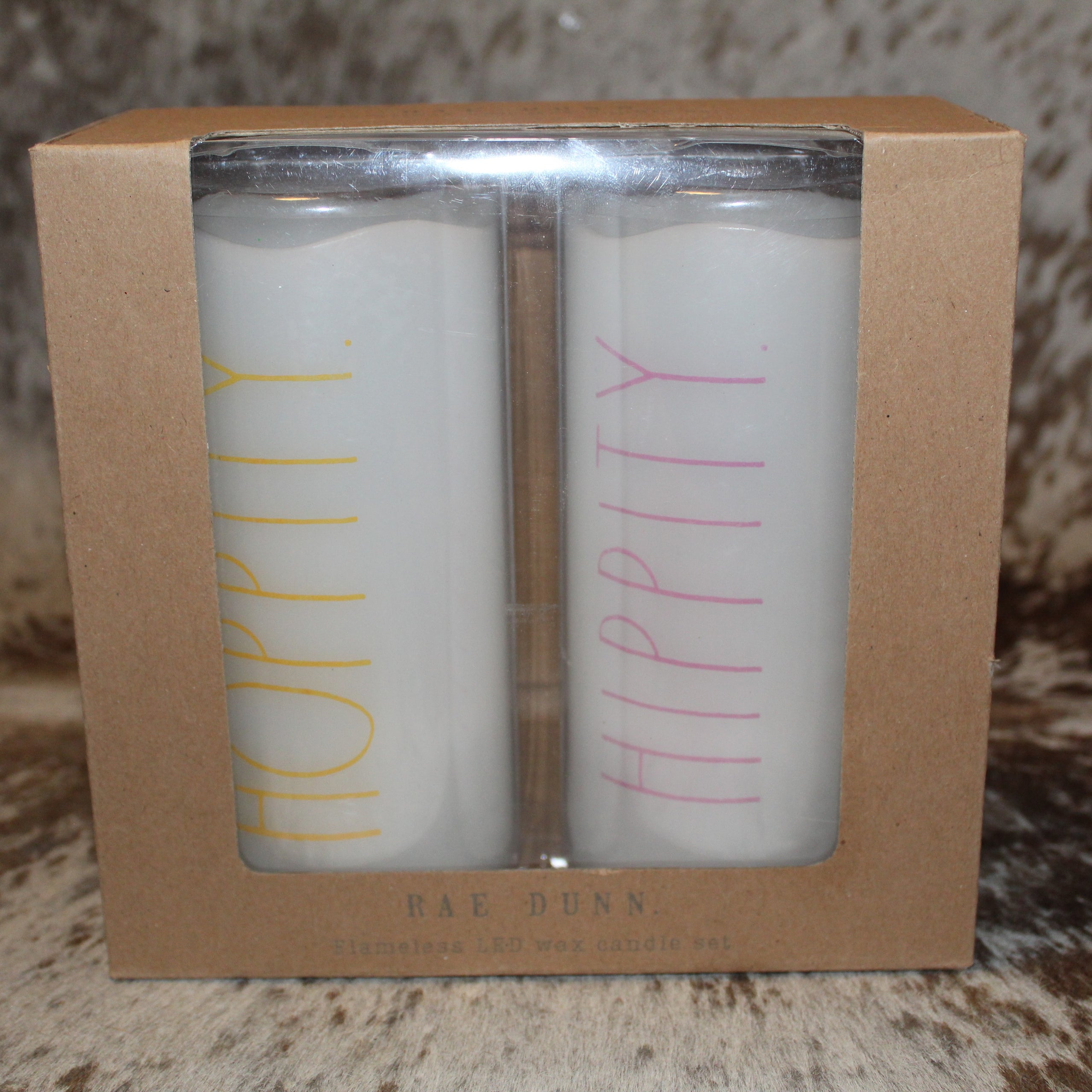 Rae Dunn HOPPITY HIPPITY Led Candle Set of 2