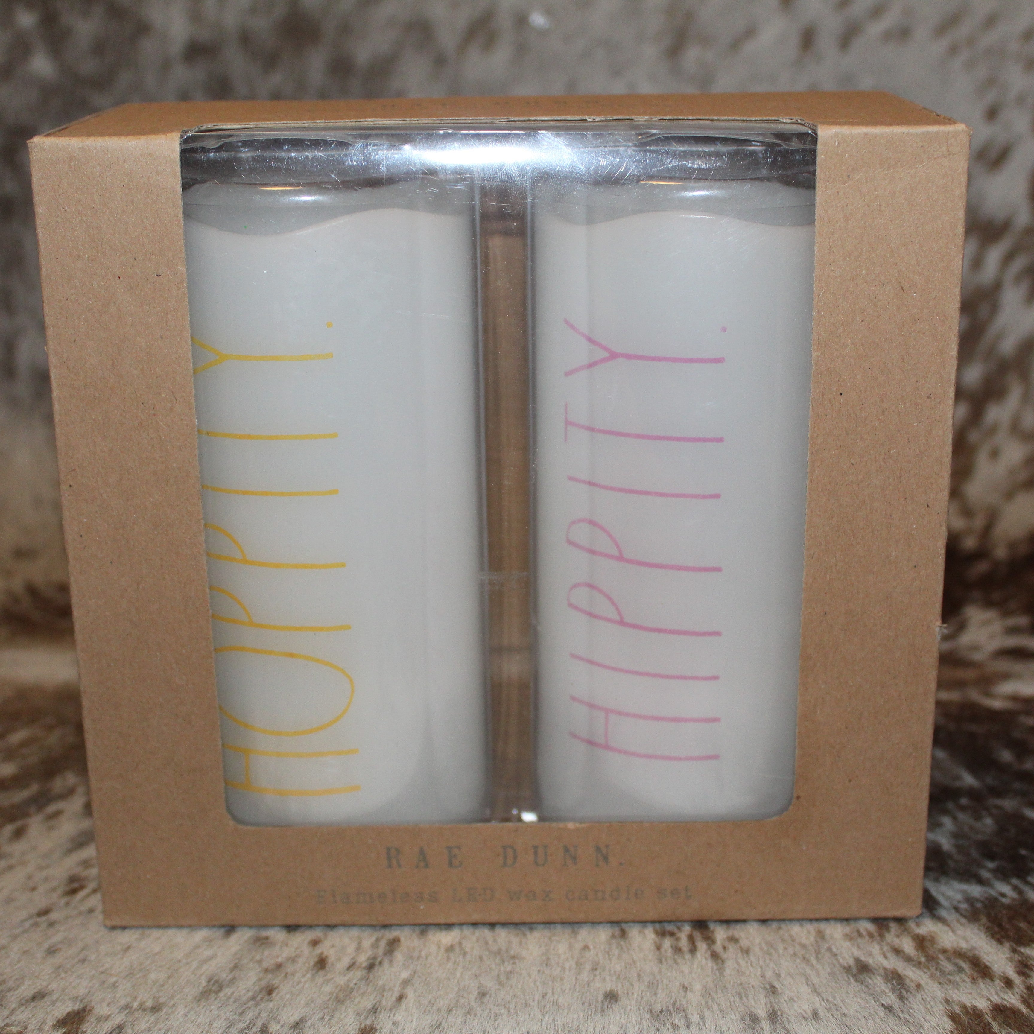 Rae Dunn HOPPITY HIPPITY Led Candle Set of 2