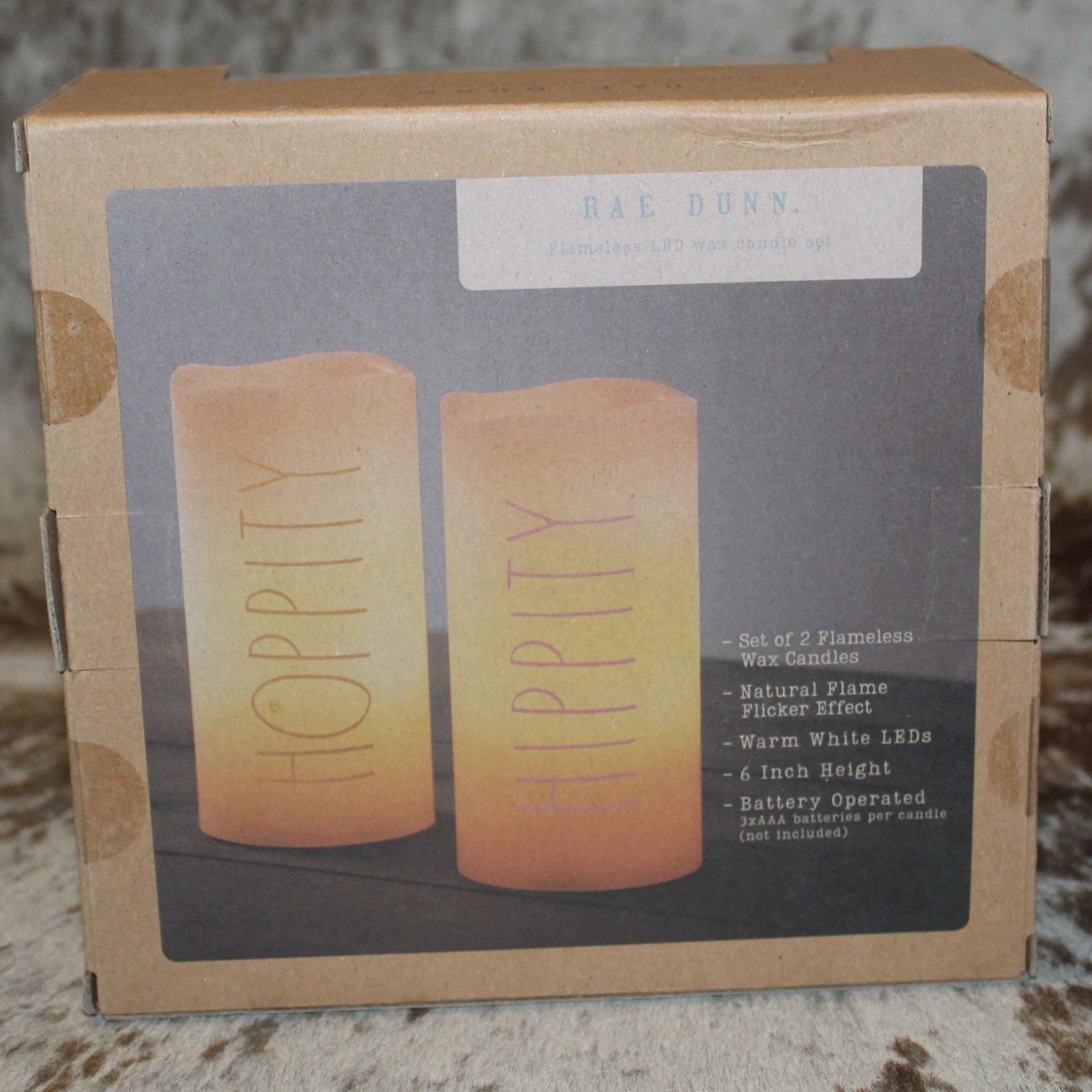Rae Dunn HOPPITY HIPPITY Led Candle Set of 2