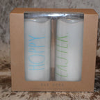 Rae Dunn HOPPY EASTER Led Candle Set of 2