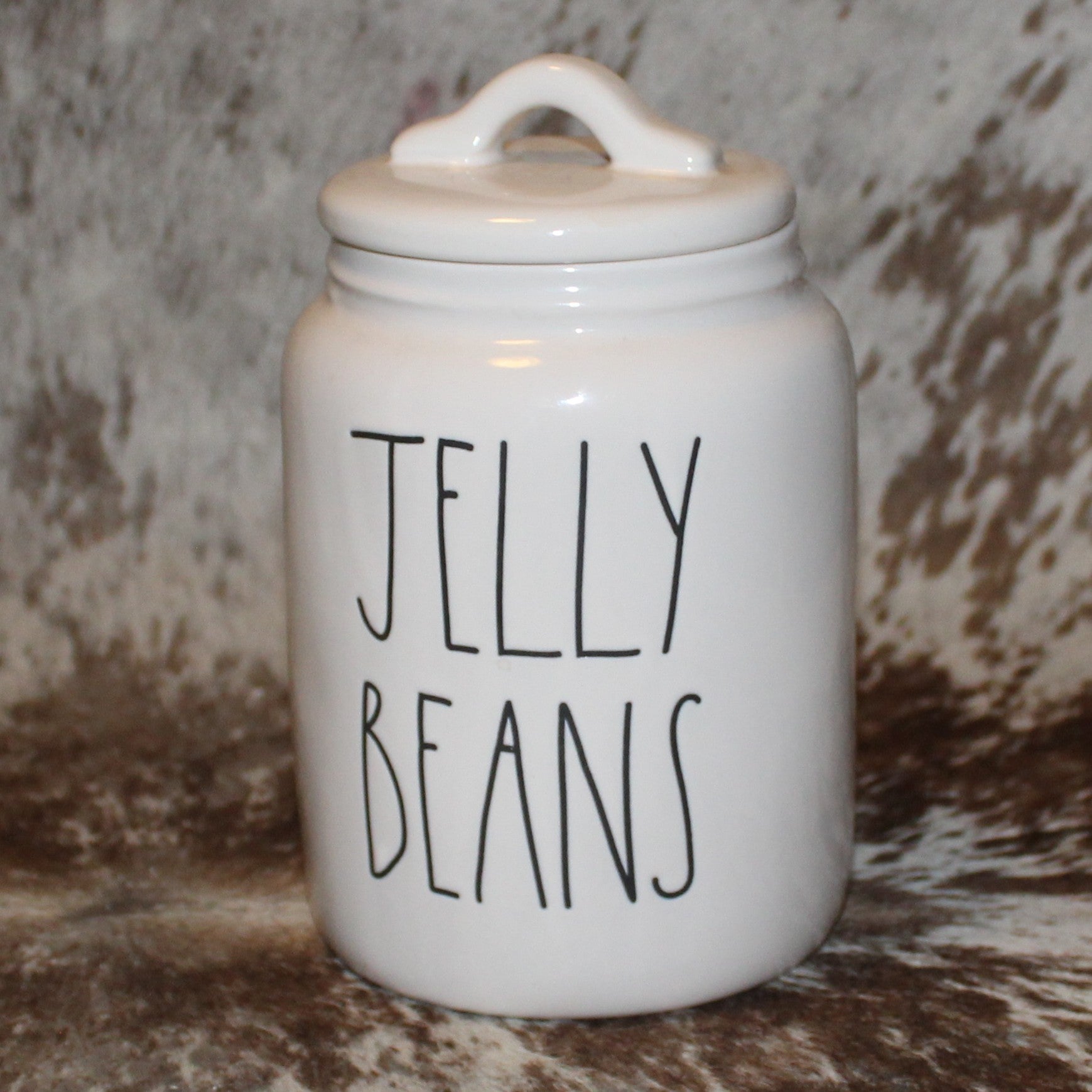 Rae Dunn JELLY BEANS White Baby Canister with Flat Lid