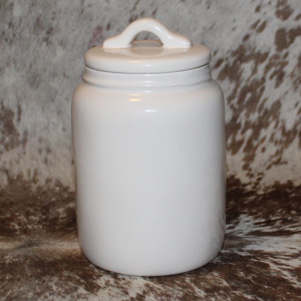 Rae Dunn JELLY BEANS White Baby Canister with Flat Lid