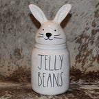 Rae Dunn JELLY BEANS White Baby Canister with Bunny Head Lid