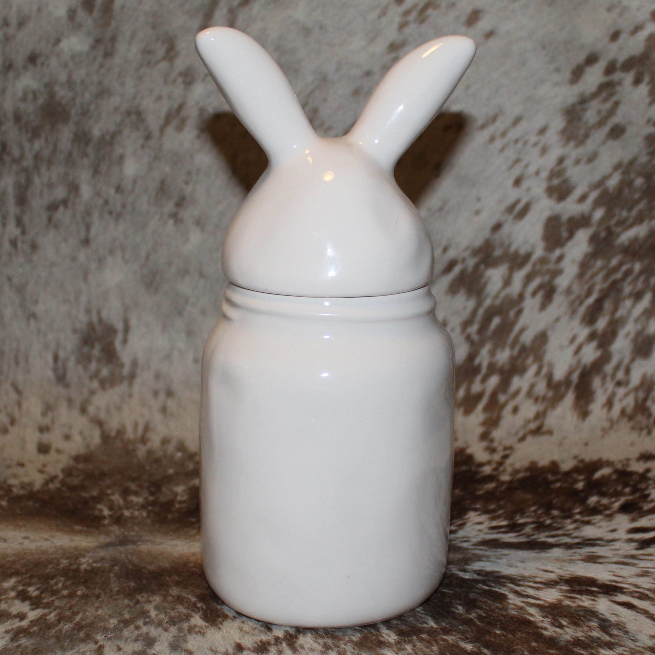 Rae Dunn JELLY BEANS White Baby Canister with Bunny Head Lid