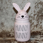 Rae Dunn HUNNY BUNNY Pink Baby Canister with Bunny Head Lid
