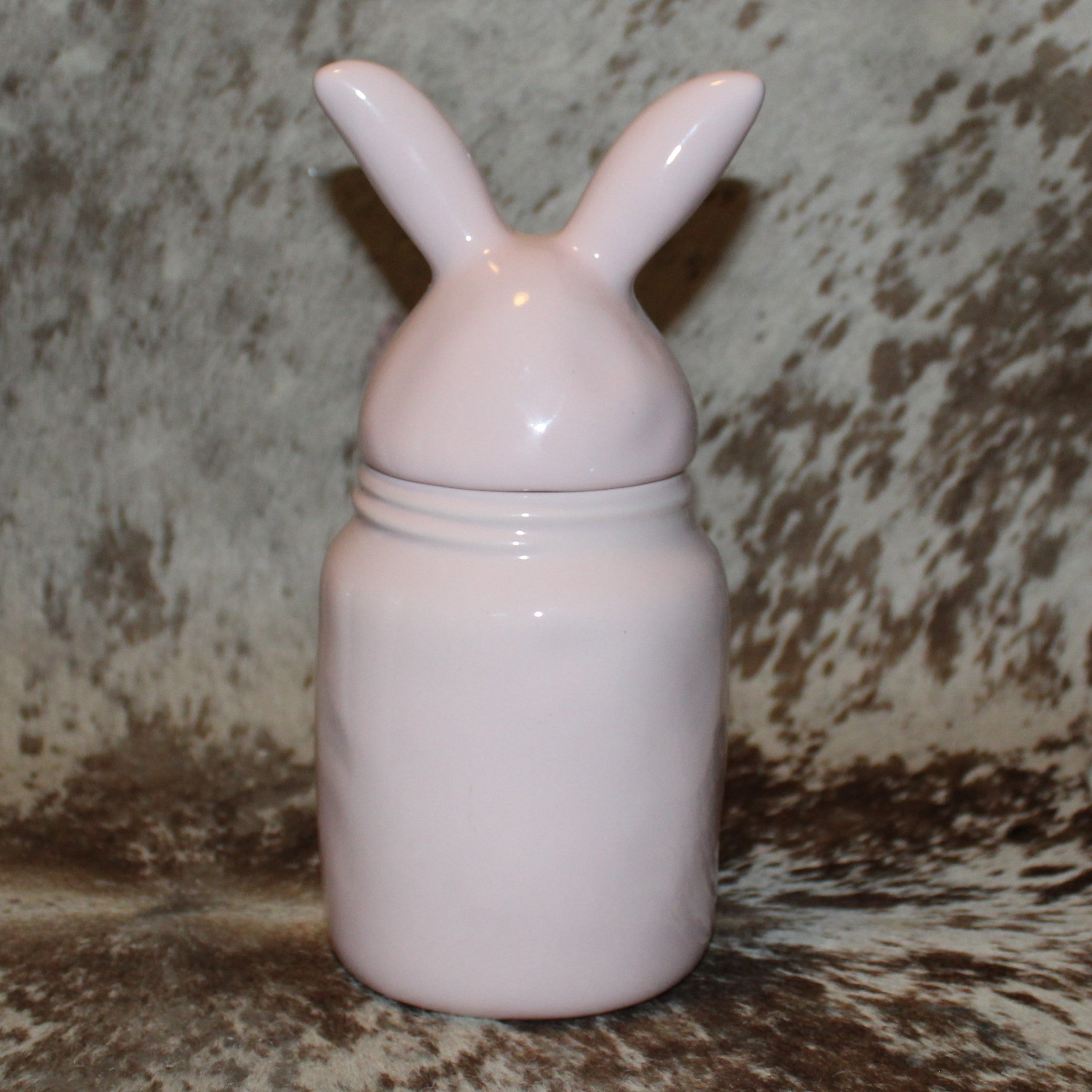 Rae Dunn HUNNY BUNNY Pink Baby Canister with Bunny Head Lid