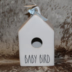 Rae Dunn BABY BIRD White Birdhouse With 2 Baby Birds on Back