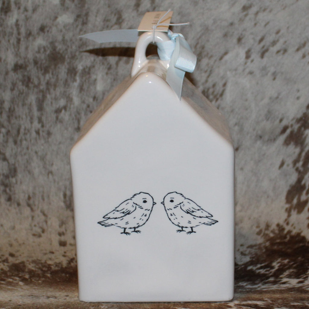 Rae Dunn BABY BIRD White Birdhouse With 2 Baby Birds on Back