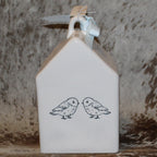 Rae Dunn BABY BIRD White Birdhouse With 2 Baby Birds on Back