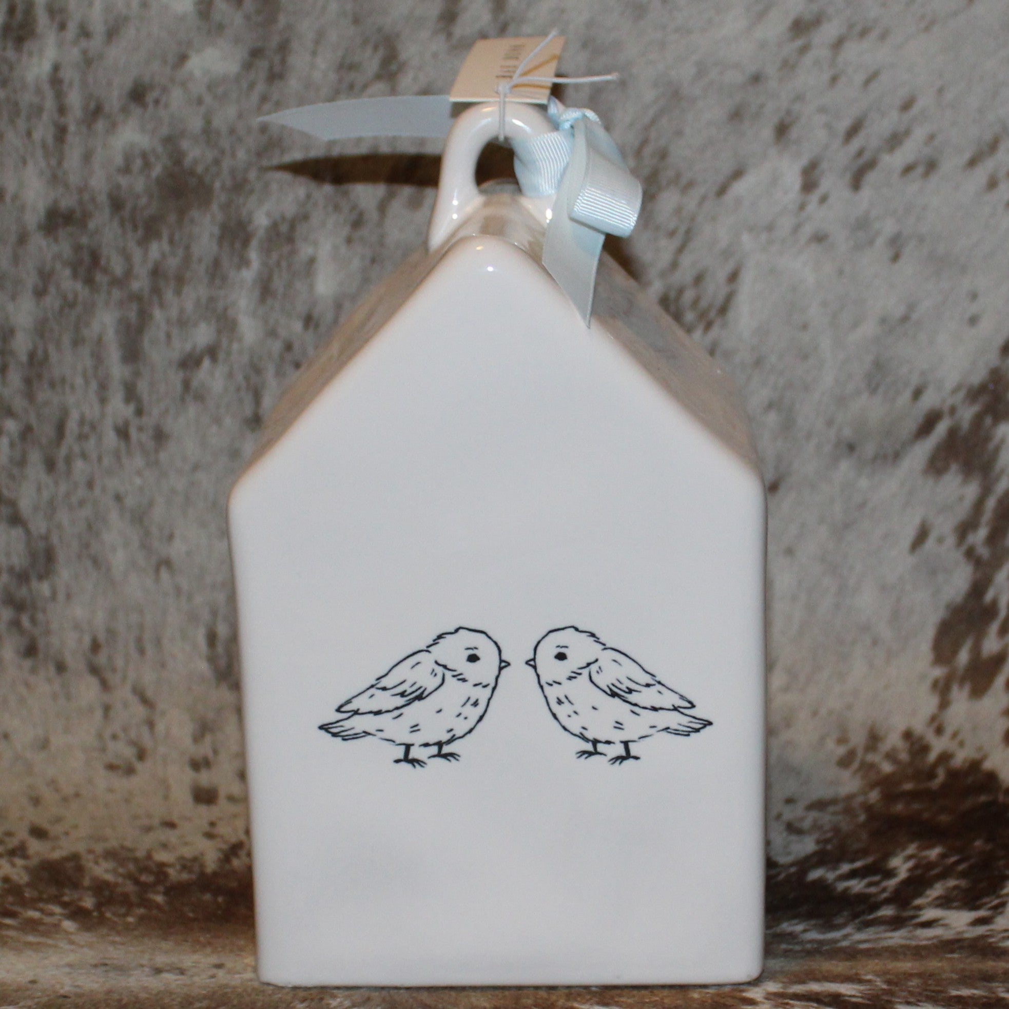 Rae Dunn BABY BIRD White Birdhouse With 2 Baby Birds on Back