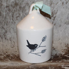 Rae Dunn CHIRP White Birdhouse with Bird on Front and Bird on Gray Leaves Limb on Back - OG