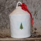 Rae Dunn PEACE White Birdhouse with Christmas Tree on Back - Watercolor