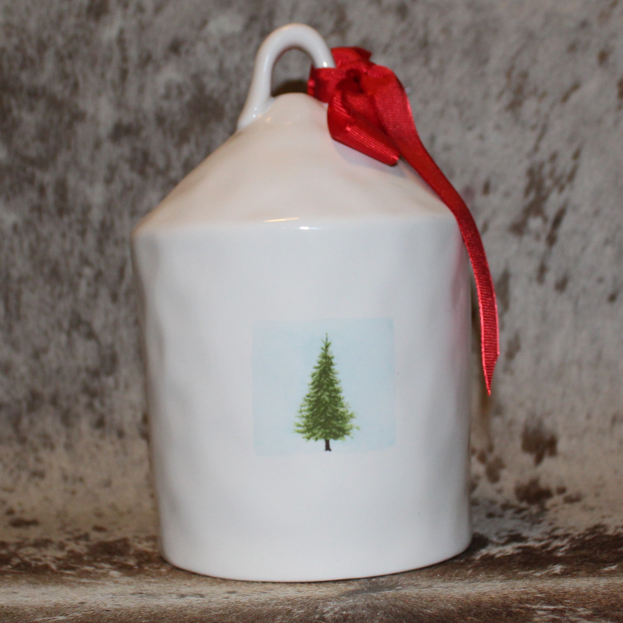 Rae Dunn PEACE White Birdhouse with Christmas Tree on Back - Watercolor