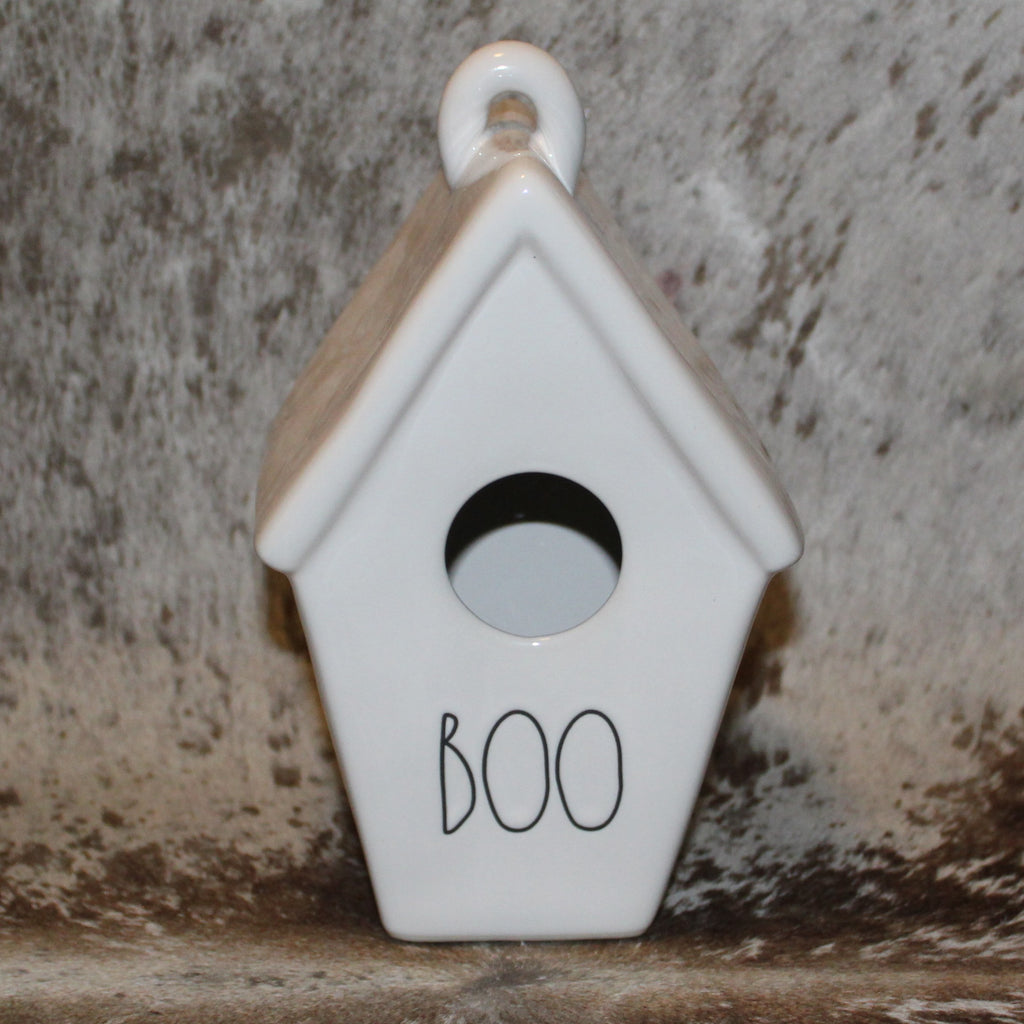 Rae Dunn BOO White Birdhouse with Bats on Back