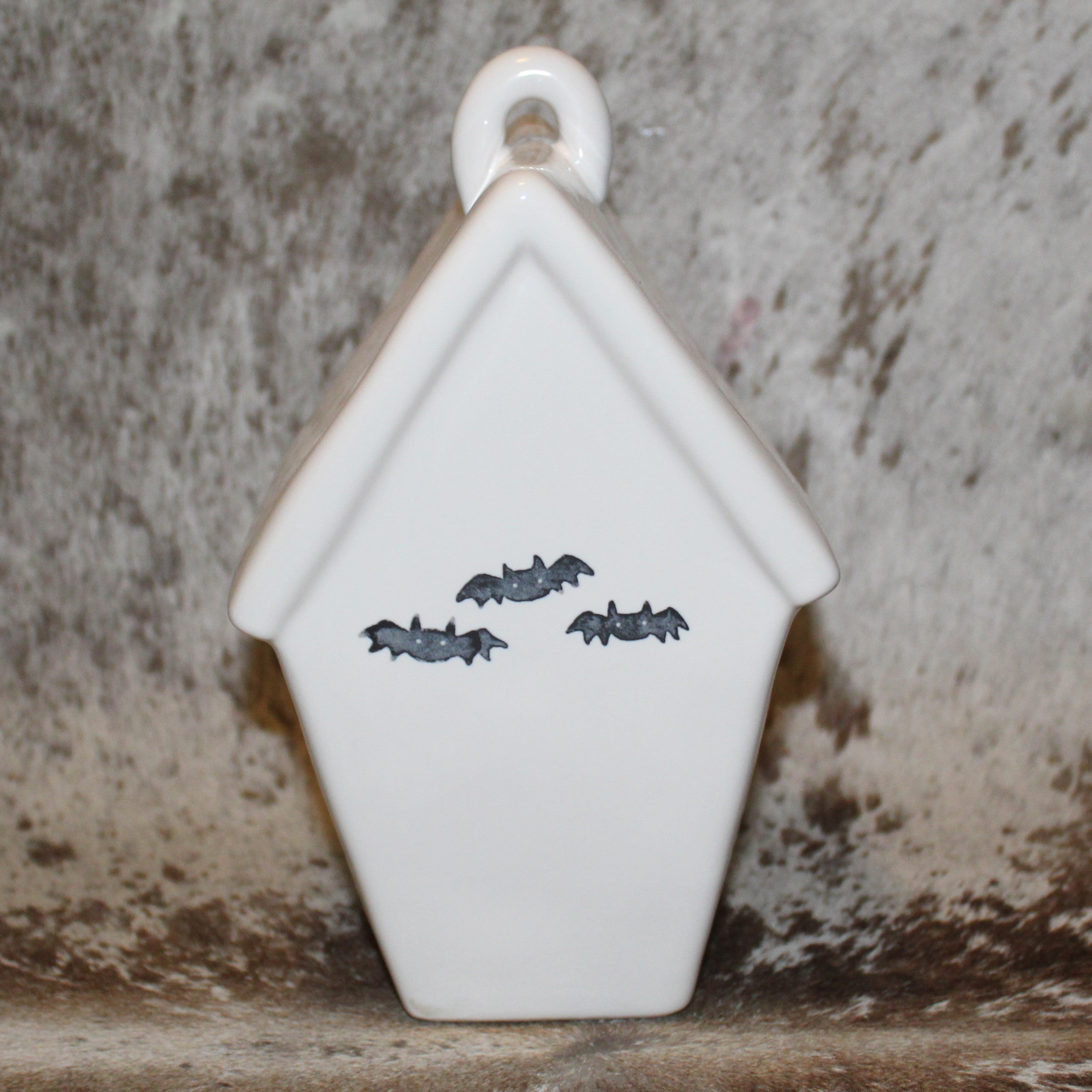 Rae Dunn BOO White Birdhouse with Bats on Back