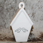 Rae Dunn KNOCK White Birdhouse Two Baby Birds on Back