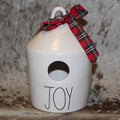 Rae Dunn JOY White Birdhouse with Holly on Back