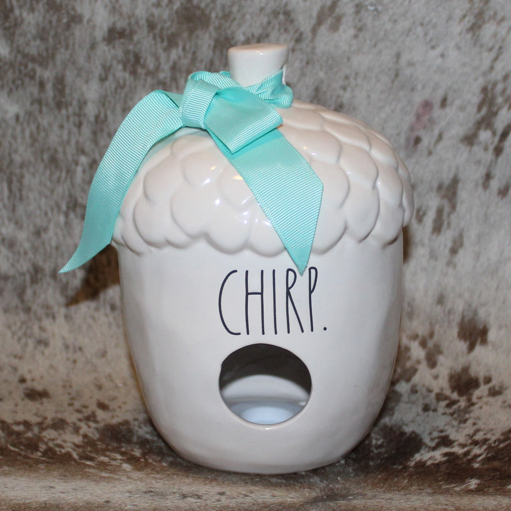 Rae Dunn CHIRP Acorn Shaped White Birdhouse
