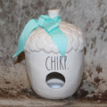 Rae Dunn CHIRP Acorn Shaped White Birdhouse