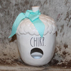 Rae Dunn CHIRP Acorn Shaped White Birdhouse