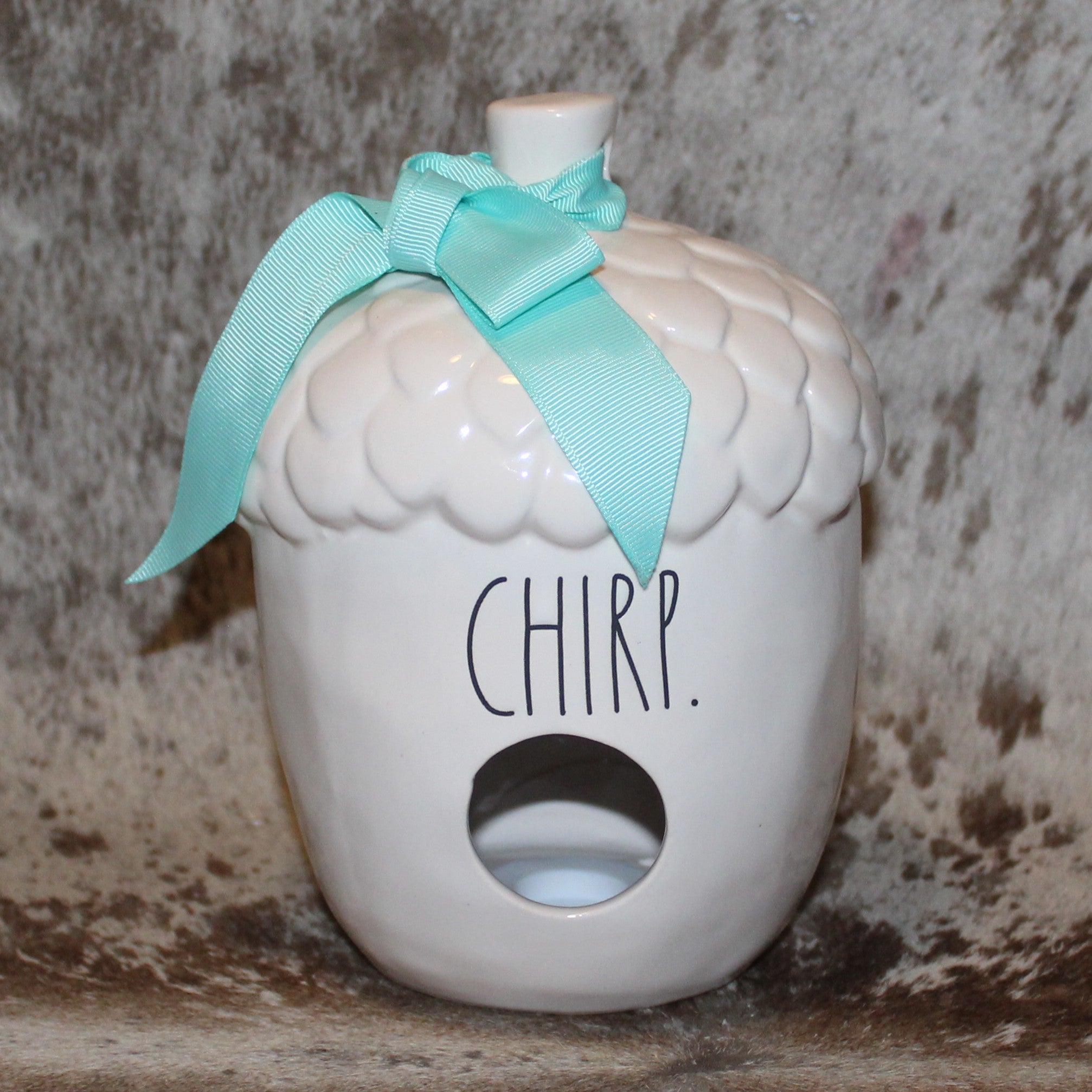 Rae Dunn CHIRP Acorn Shaped White Birdhouse