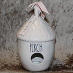 Rae Dunn PERCH Nut Shaped White Birdhouse