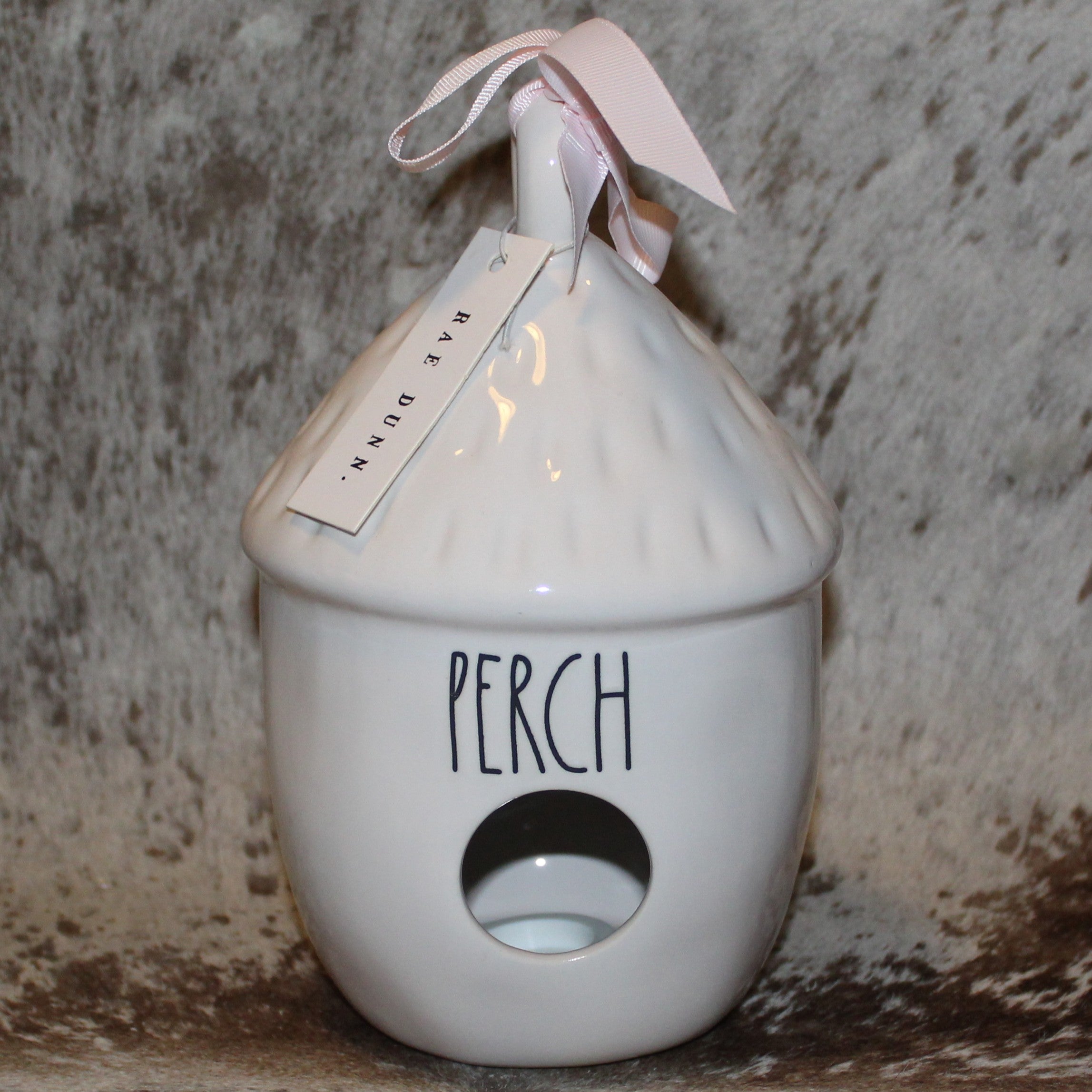 Rae Dunn PERCH Nut Shaped White Birdhouse