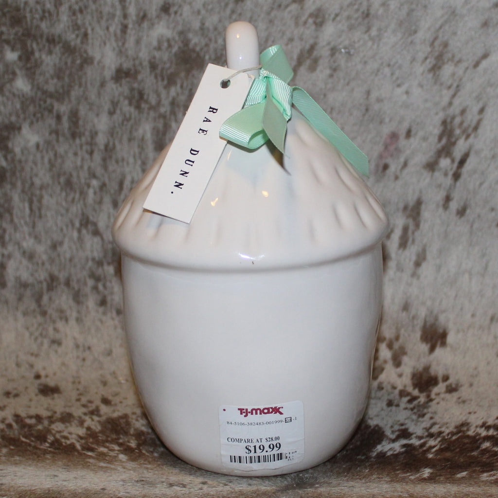 Rae Dunn KNOCK Nut Shaped White Birdhouse