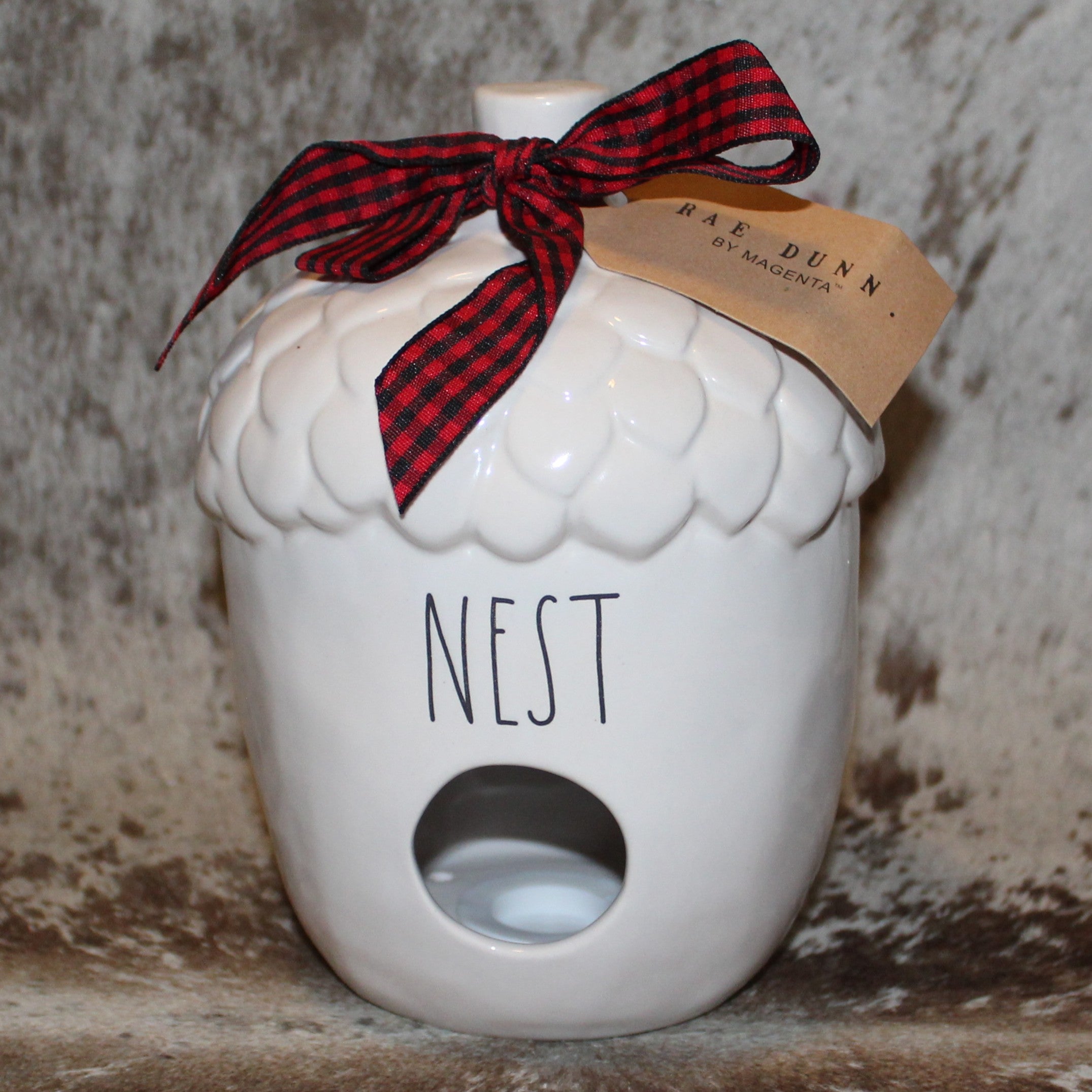 Rae Dunn NEST Acorn Shaped White Birdhouse
