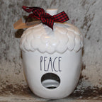 Rae Dunn PEACE Acorn Shaped White Birdhouse