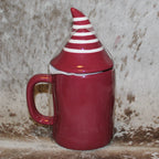 Rae Dunn COZY Maroon Mug With Gnome Hat Topper