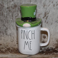 Rae Dunn PINCH ME White Mug With Irish Hat Topper
