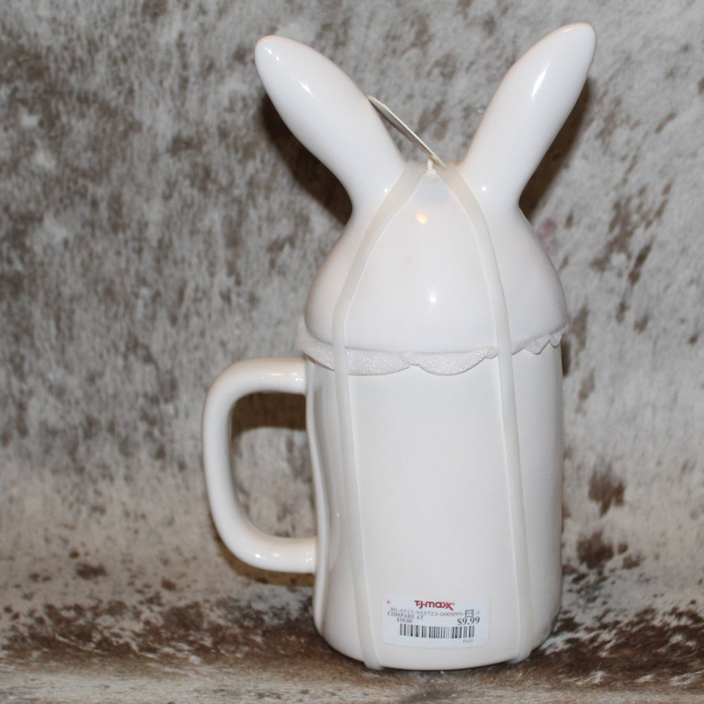 Rae Dunn HUNNY BUNNY White Mug with Bunny Topper