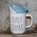 Rae Dunn BABY SHARK White Mug With Shark Topper