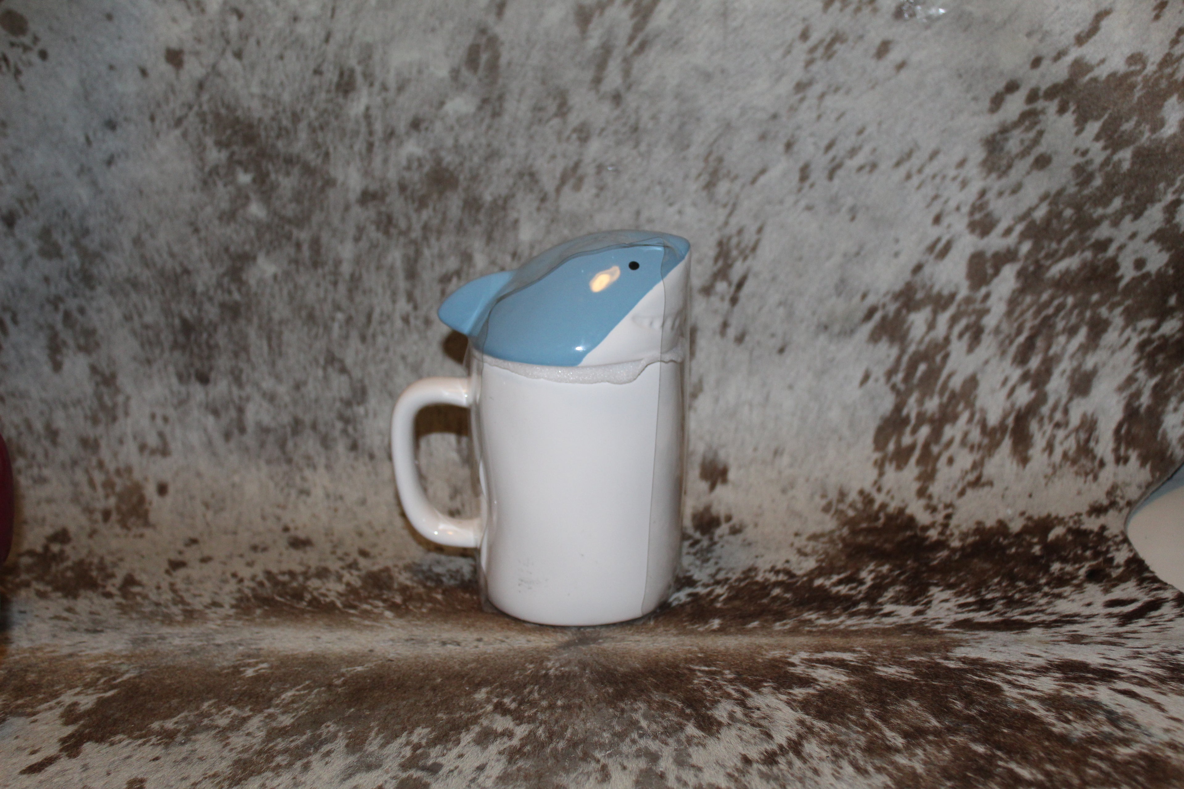 Rae Dunn BABY SHARK White Mug With Shark Topper