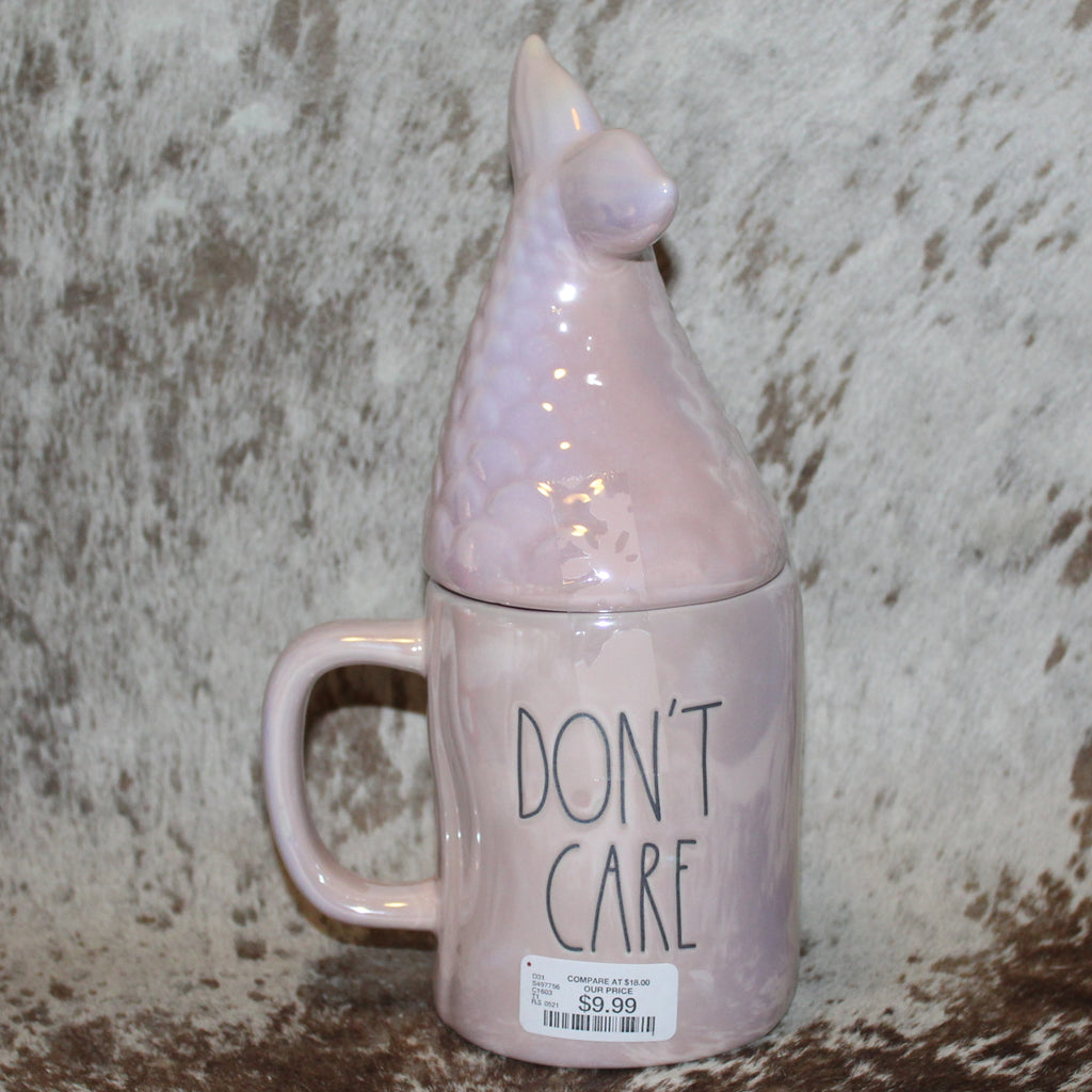 Rae Dunn MERMAID HAIR DON'T CARE Iridescent Pink Mug With Mermaid Tail Topper